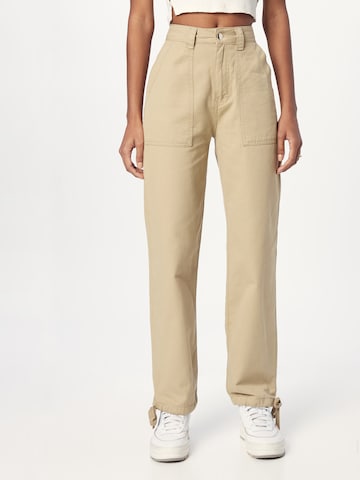 Warehouse Regular Trousers in Beige: front