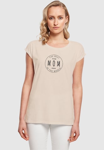 Merchcode T-Shirt 'Ladies Mothers Day - The Best Mom' in Beige: predná strana
