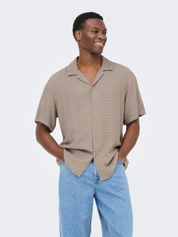 Only & Sons Regular fit Button Up Shirt 'ONSLatham' in Beige: front