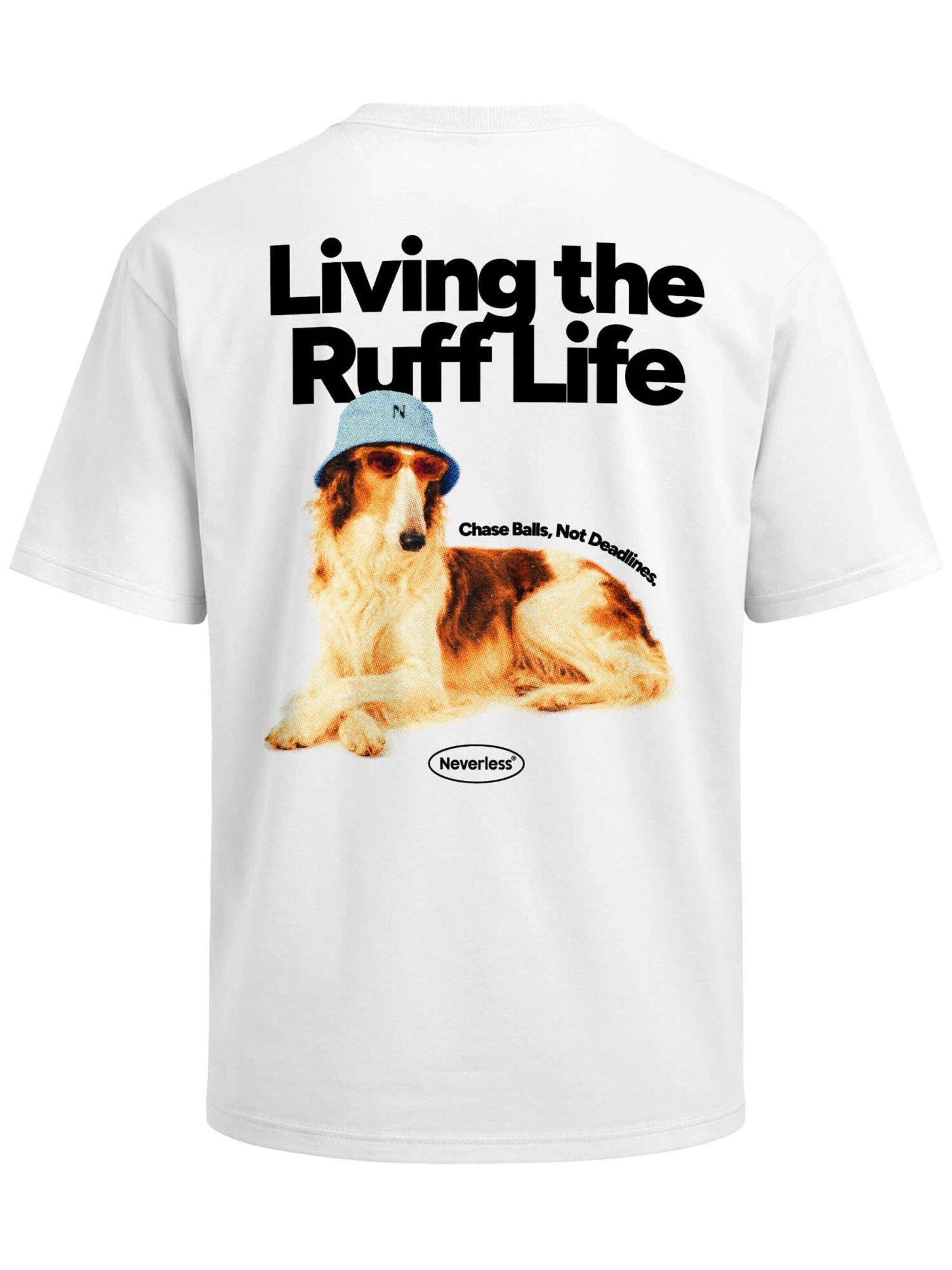 Neverless Shirt 'Ruff Life'‌‌‌‌‌‌‌‌‌ in Weiß: Vorderseite