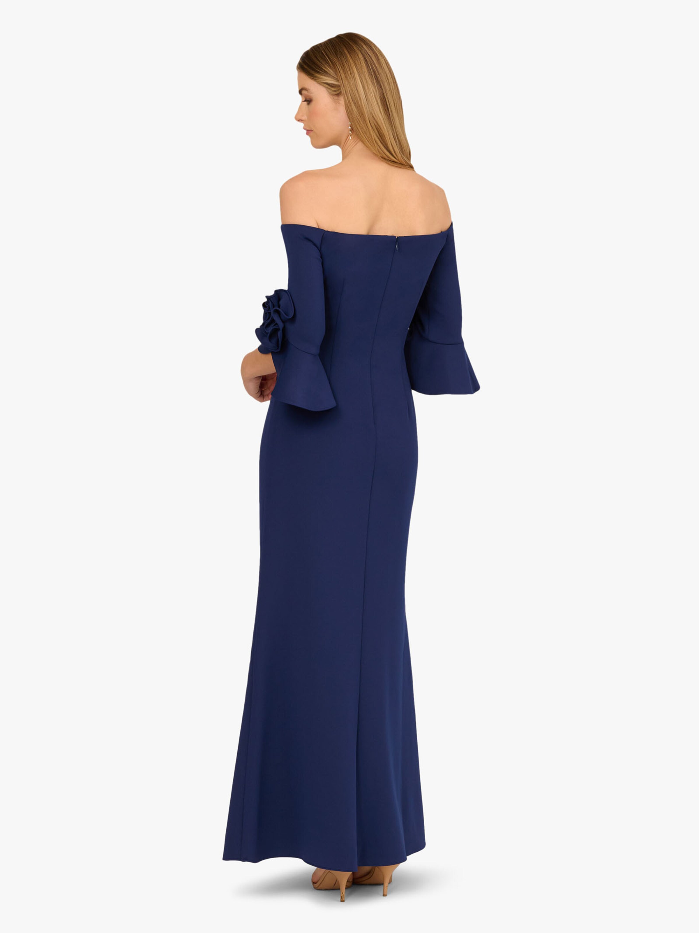 Adrianna Papell Avondjurk 'Rosette Scuba Crepe Gown' in Blauw