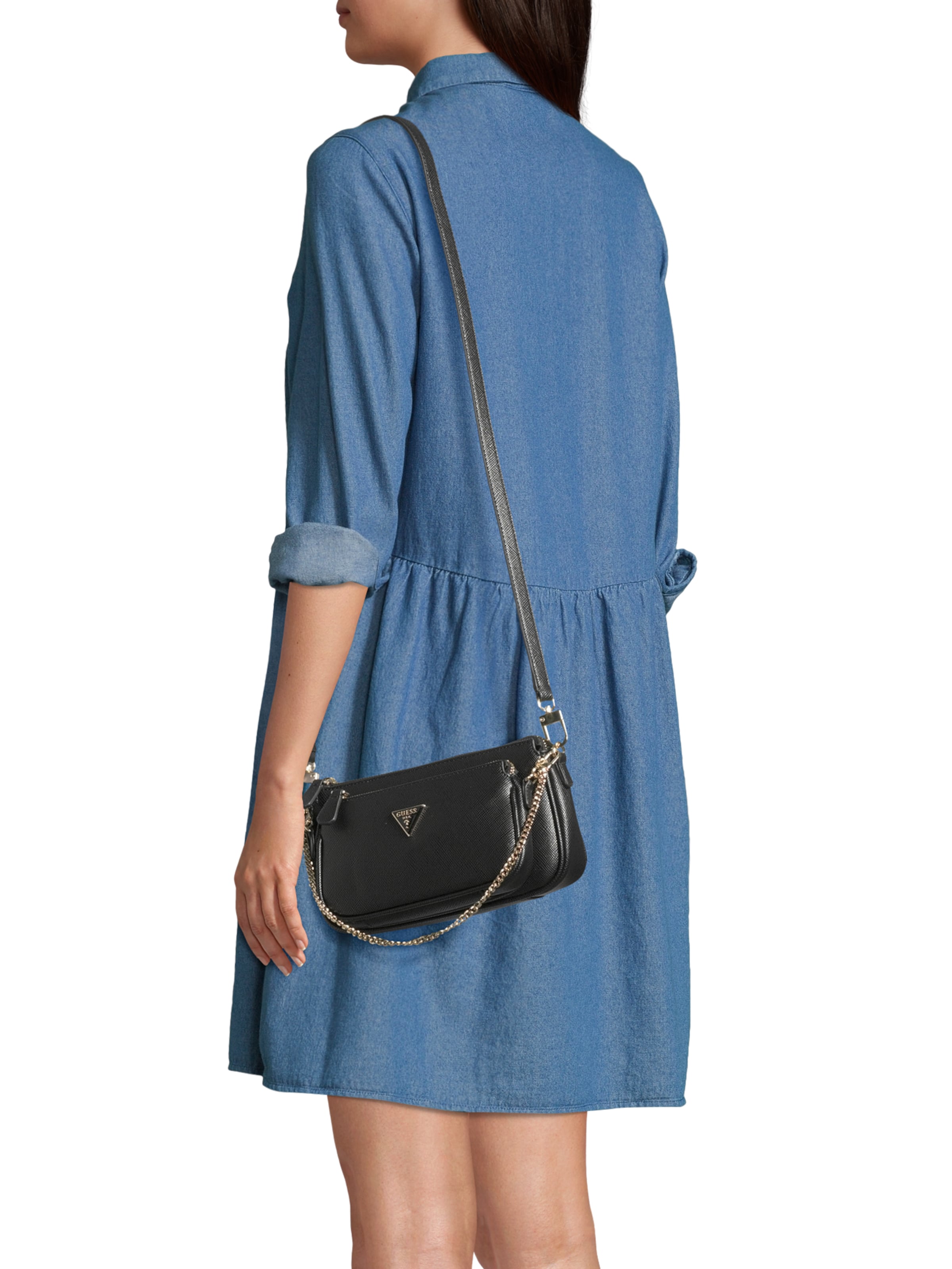 GUESS Τσάντα ώμου 'NOELLE II DBL POUCH CROSSBODY' σε μαύρο: μπροστά