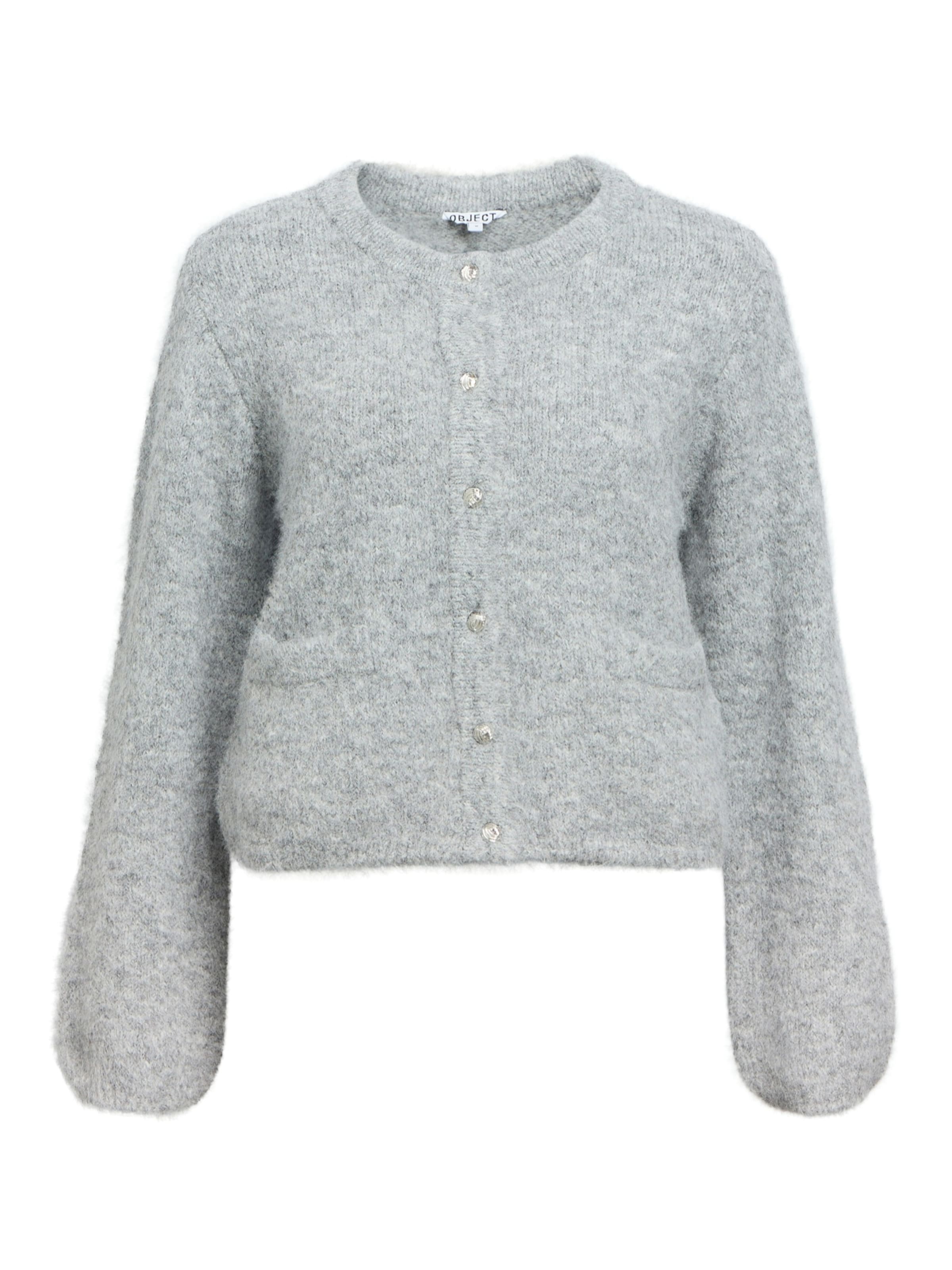 OBJECT Knit Cardigan 'OBJSAGGIA' in Grey: front
