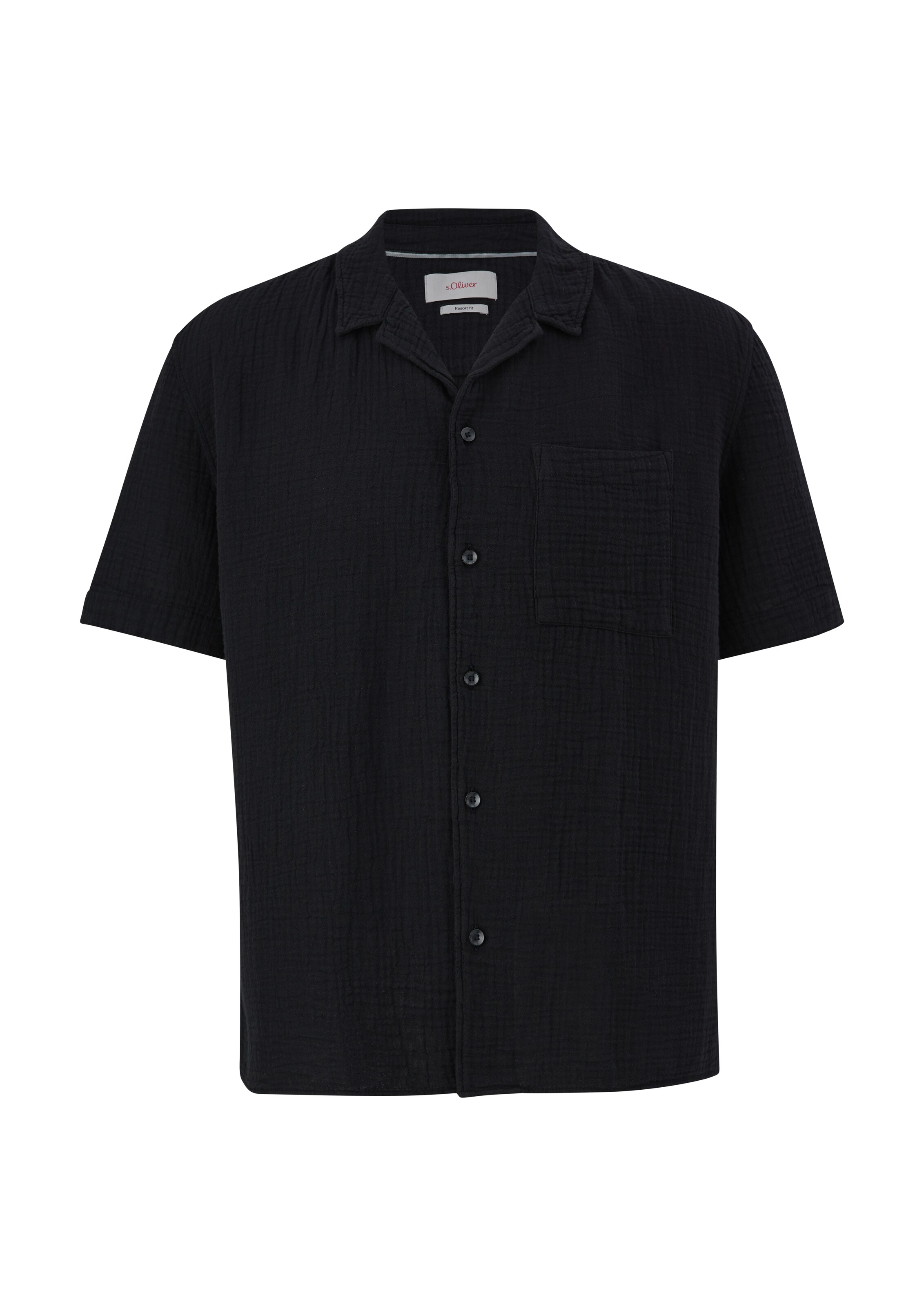 s.Oliver Regular Fit Hemd in Schwarz: Vorderseite