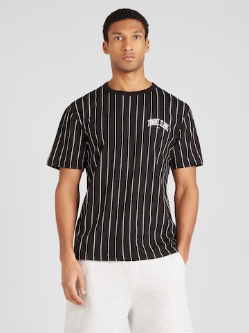 melns Tommy Jeans T-Krekls 'Varsity': no priekšpuses