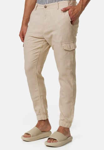 INDICODE JEANS Tapered Trousers 'Booth' in Beige