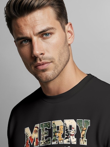 Neverless Sweatshirt 'Merry Christmas' in Black