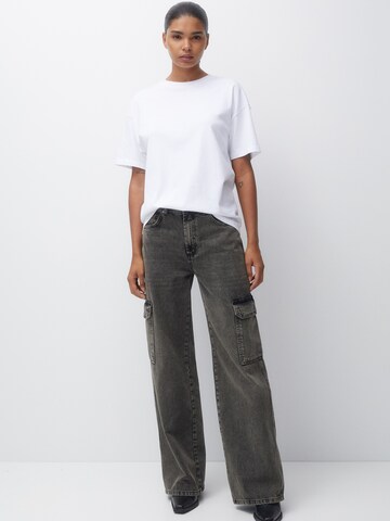 Pull&Bear Wide leg Cargo jeans in Grey