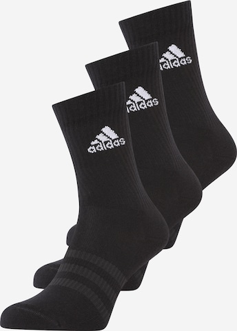 ADIDAS SPORTSWEAR - Meias de desporto 'Cushioned Crew ' em preto: frente