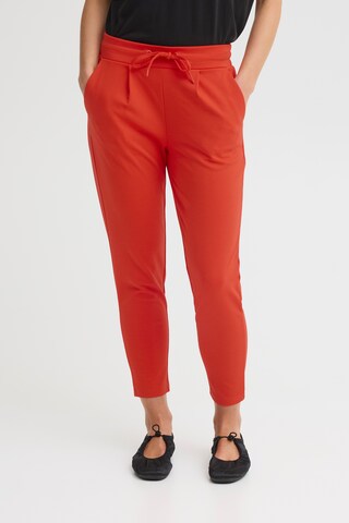 ICHI Tapered Bandplooibroek 'IHKate' in Rood: voorkant