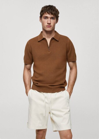 MANGO MAN Shirt 'Canario' in Brown: front