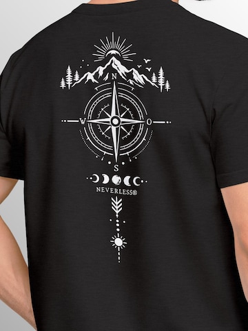 Neverless Shirt 'Berg Kompass' in Black