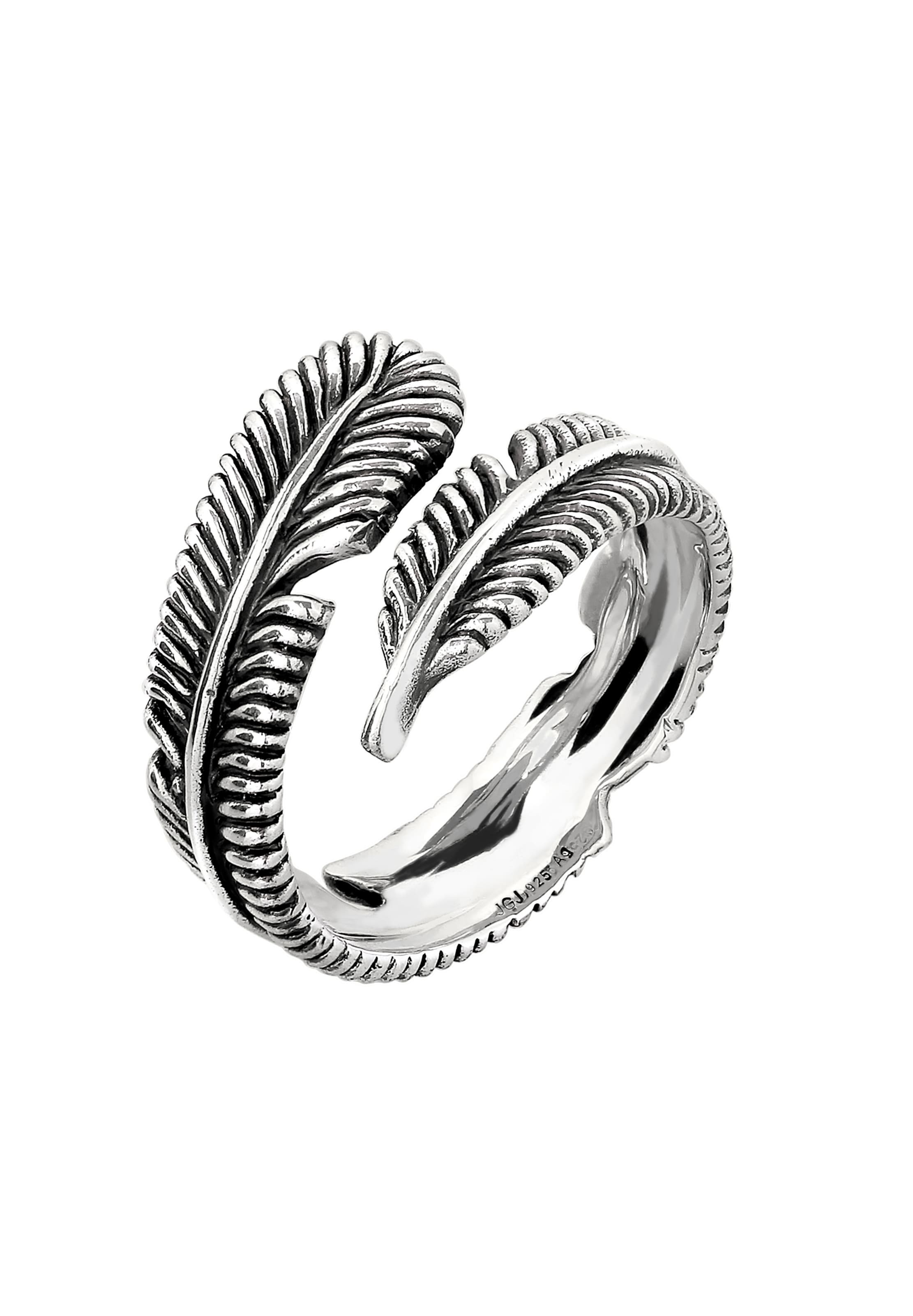KUZZOI Ring 'Feder' in Silver: front
