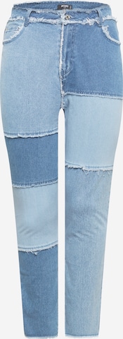 Missguided Plus Regular Jeans 'FRAY' in Blauw: voorkant