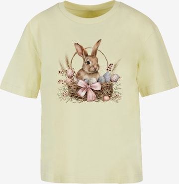 F4NT4STIC Shirt 'Osterhasen Korb Dekor' in Geel: voorkant