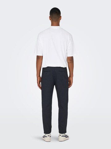 Only & Sons Tapered Pleat-Front Pants 'LEO' in Blue