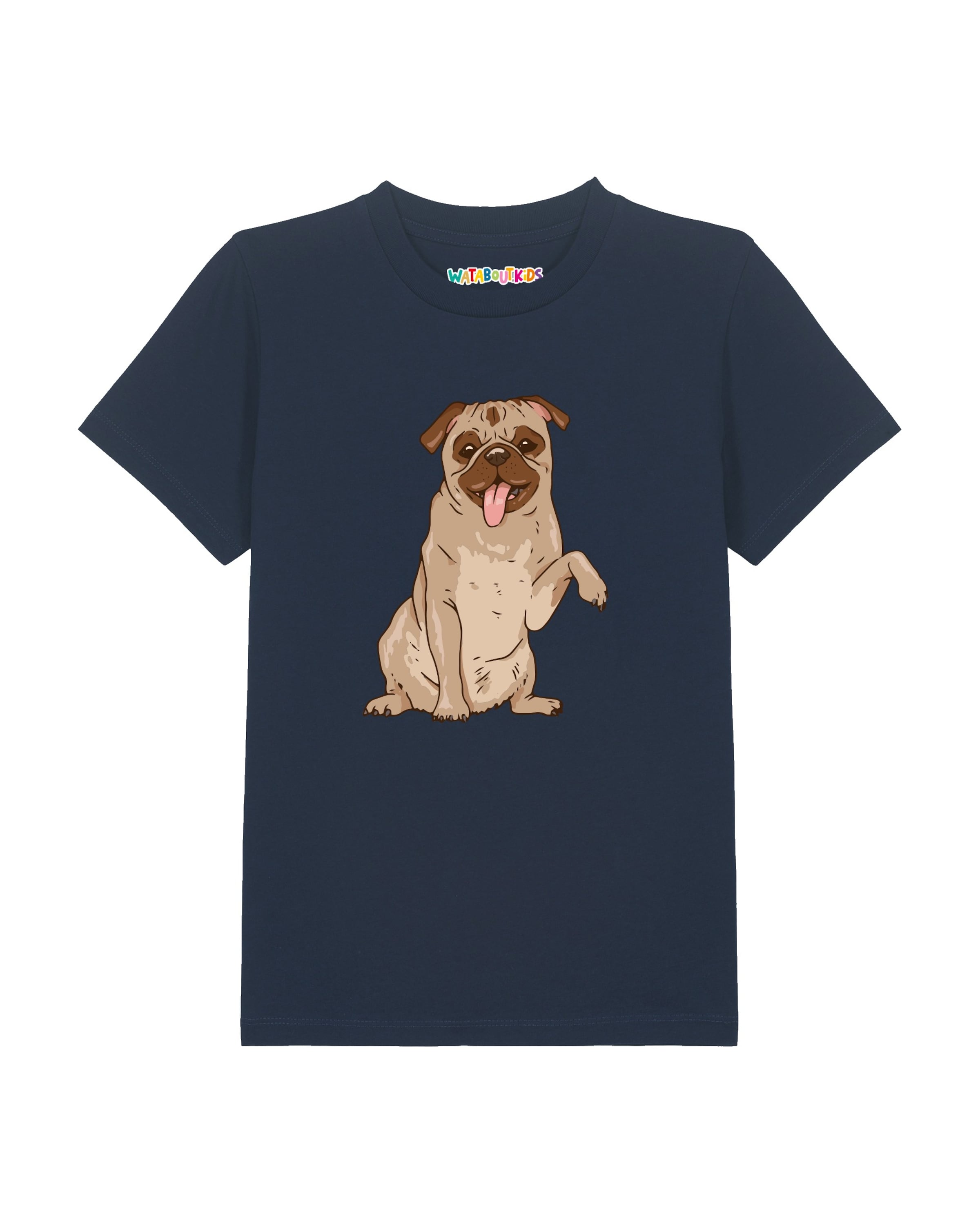 watabout.kids T-Shirt 'Mops' in Blau: Vorderseite