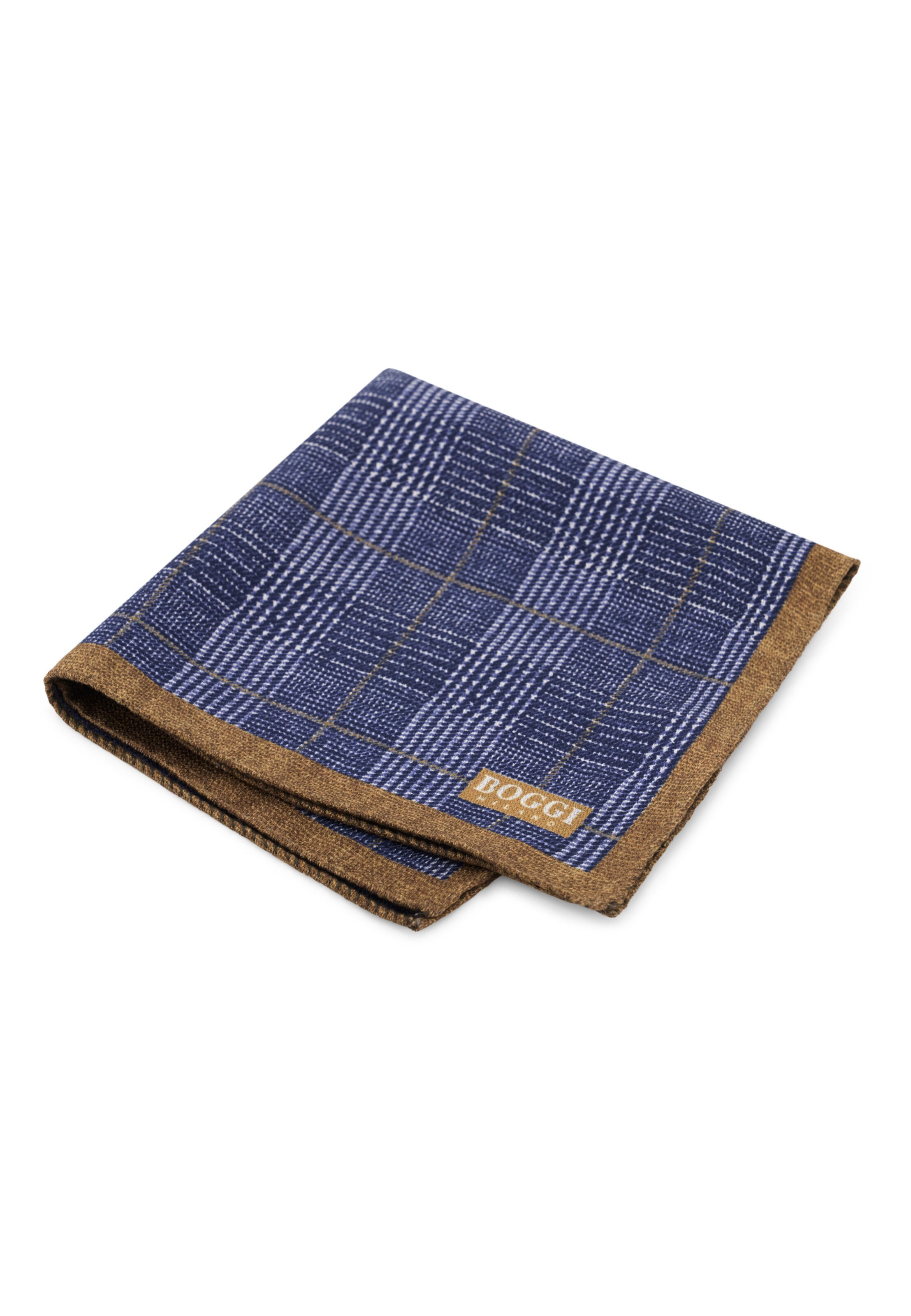 Boggi Milano Pochet in One Size in de kleur Navy / Bruin, Productweergave