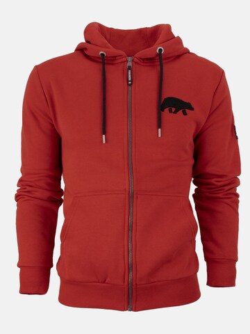 FORSBERG Sweatshirt 'Zip-Hoodie mit Frottee Logo'‌ in Rot: Vorderseite