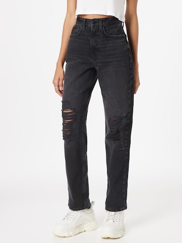 JDY Boot cut Jeans 'JDYVANJA HW BOYF.DES. ZIP BLK DNM' in Black: front