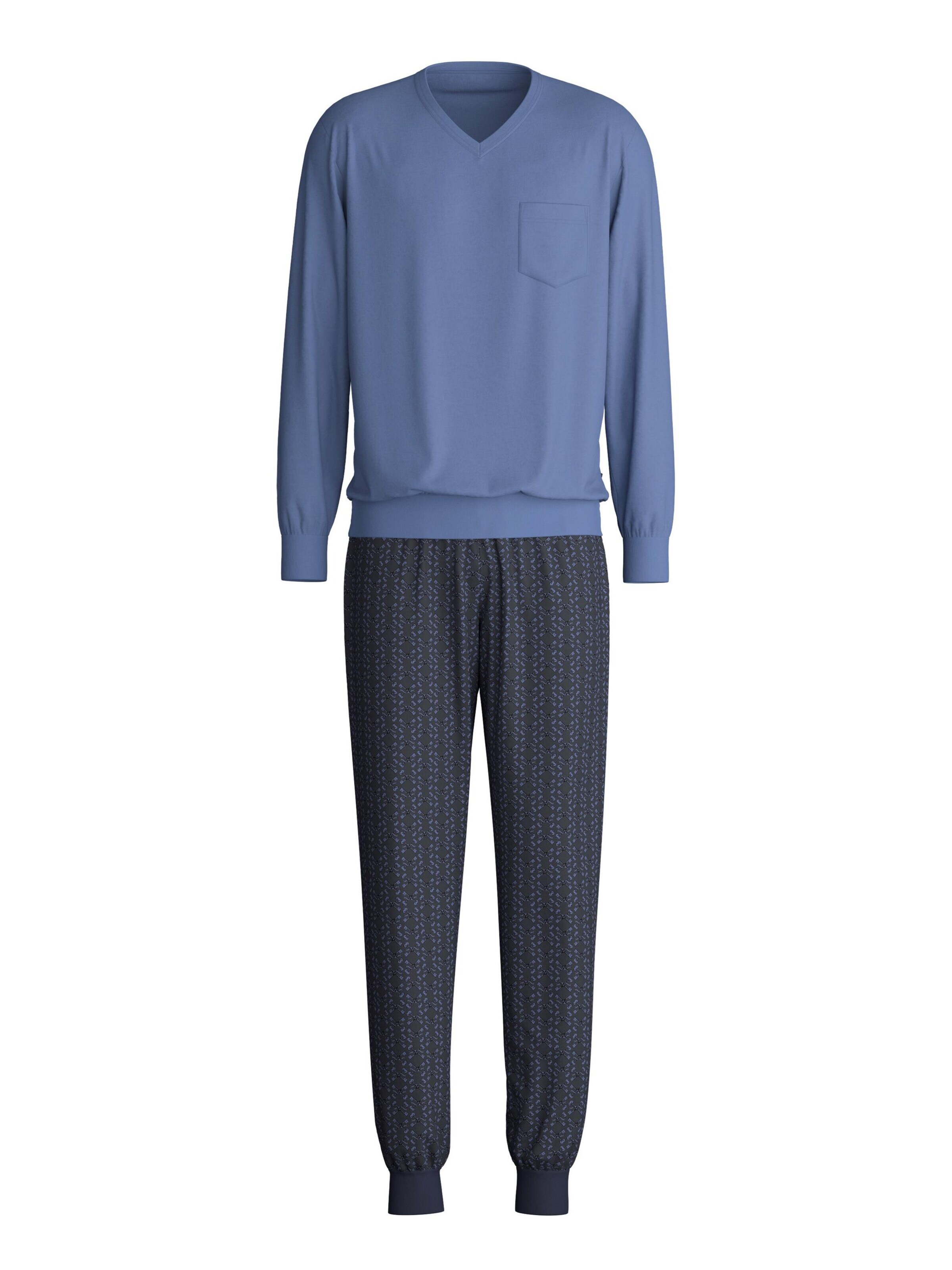 CALIDA Long Pajamas 'Relax Imprint' in Blue: front