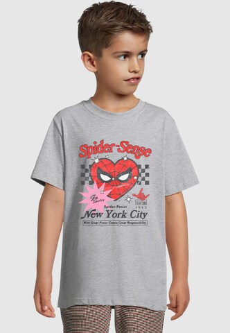 ABSOLUTE CULT Shirt 'Spiderman - Heart 2.0' in Grijs: voorkant
