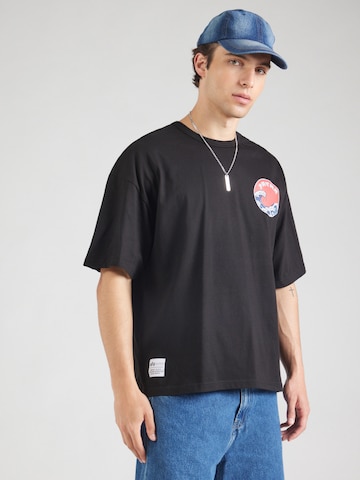 ALPHA INDUSTRIES Тениска 'Japan Wave Warrior' в черно: отзад