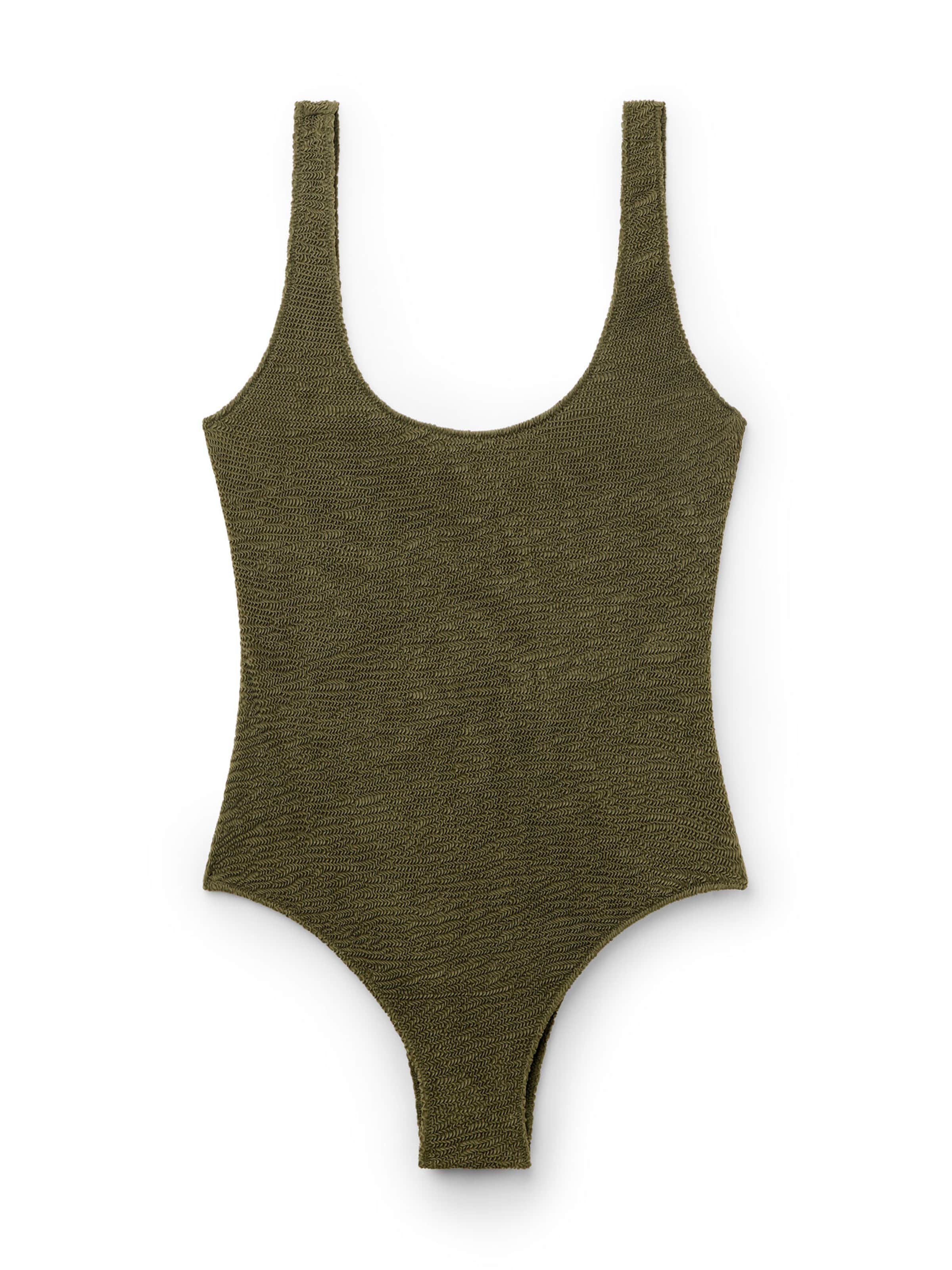 CALZEDONIA Badeanzug 'CRINKLE WAVES' in Grün: Vorderseite