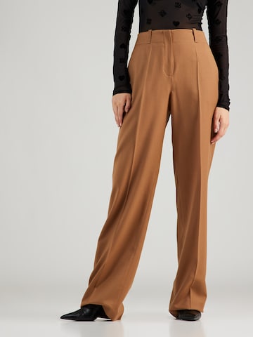 HUGO Red Regular Pleated Pants 'Hulana' in Brown: front