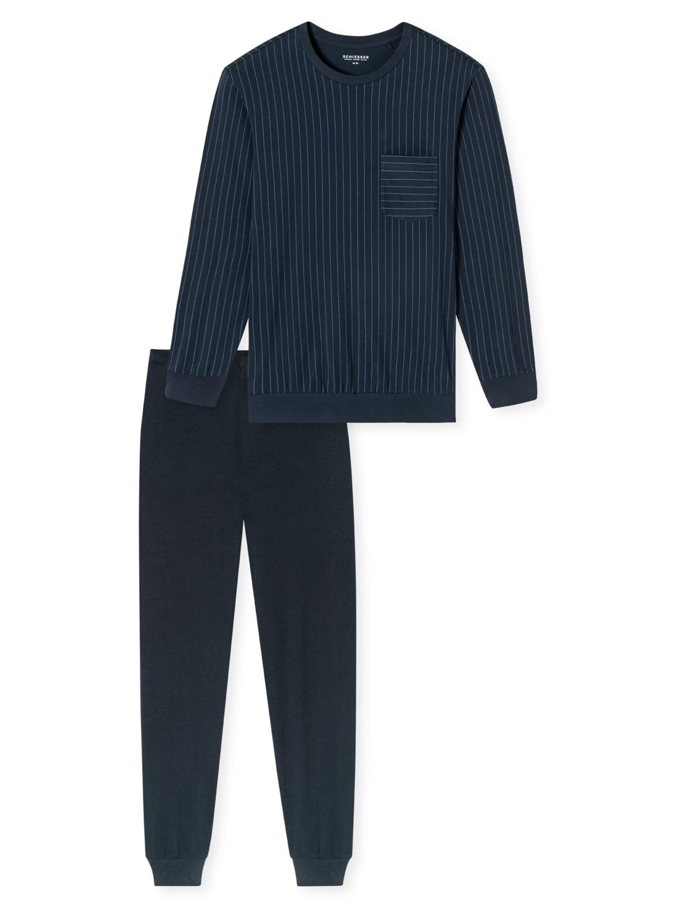 SCHIESSER Pajamas long 'Comfort Essentials' in Blue: front