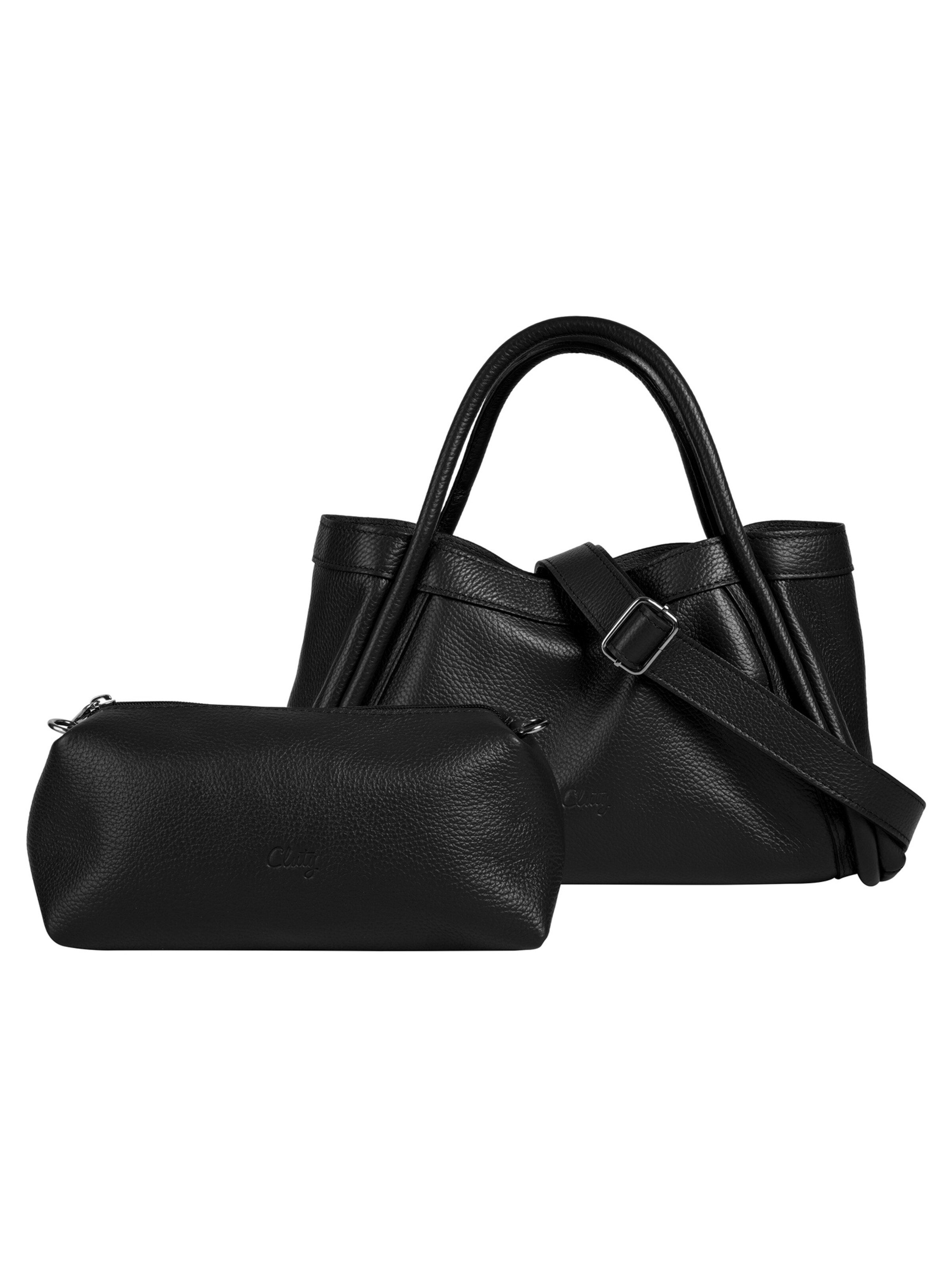 Cluty Handbag '2 IN 1' in Black: front