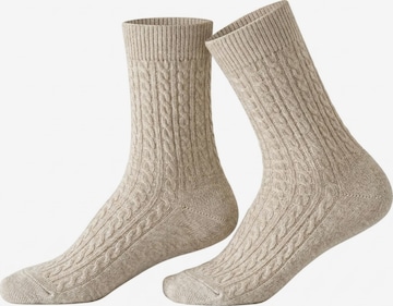 Millo Socks 'Cosy Twist' in Beige: front