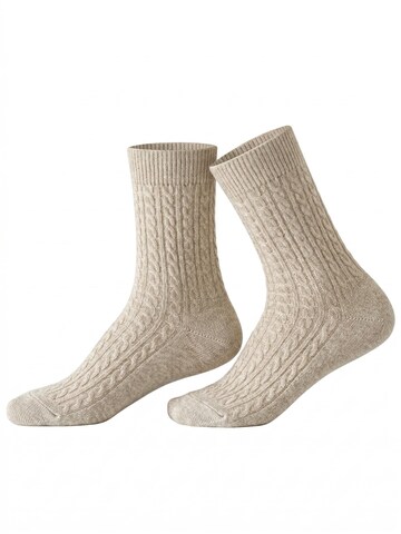 Millo Socks 'Cosy Twist' in Beige