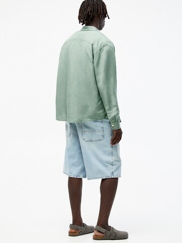Pull&Bear Comfort fit Button Up Shirt in Green