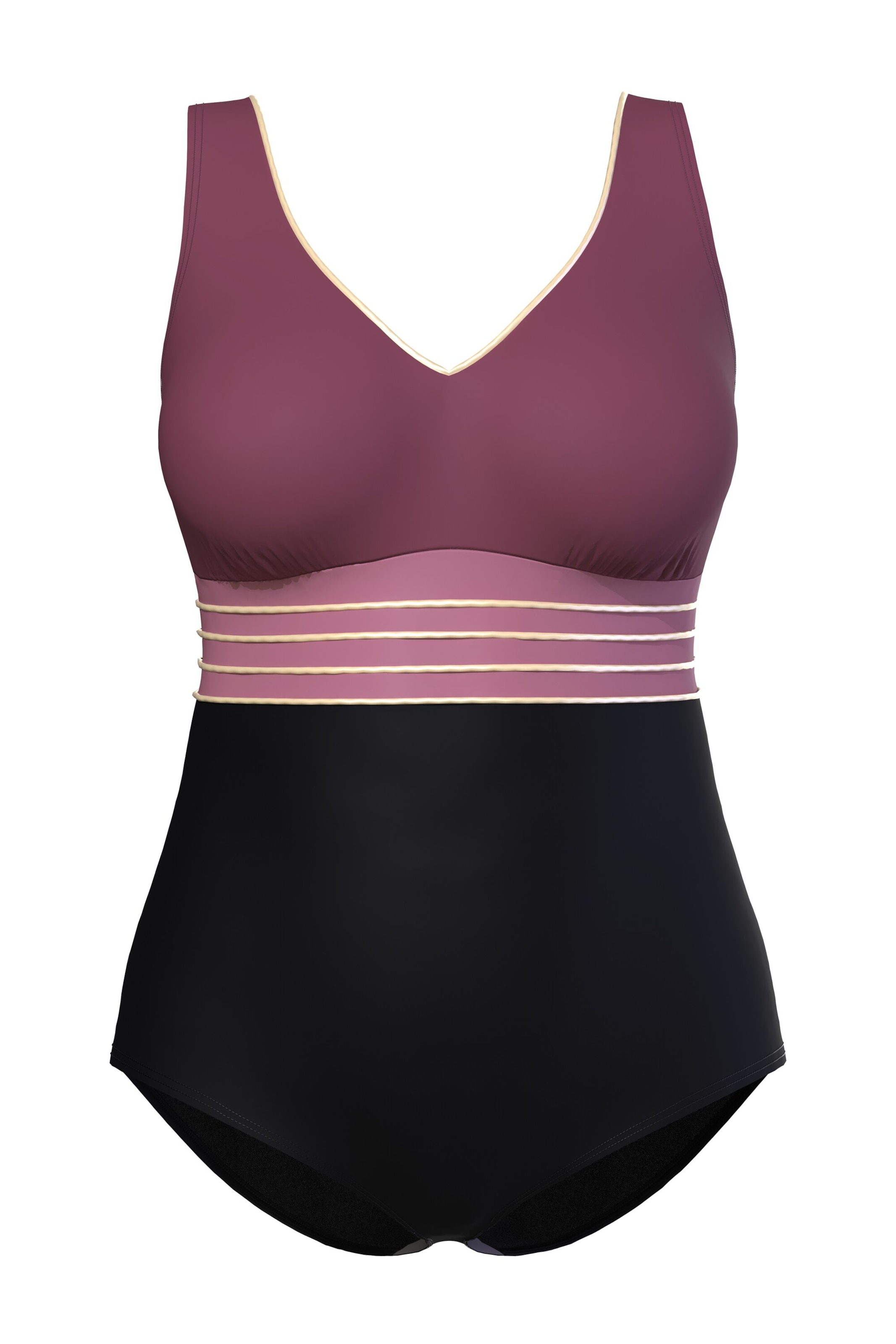 Ulla Popken Triangel Badeanzug in Schwarz: Vorderseite