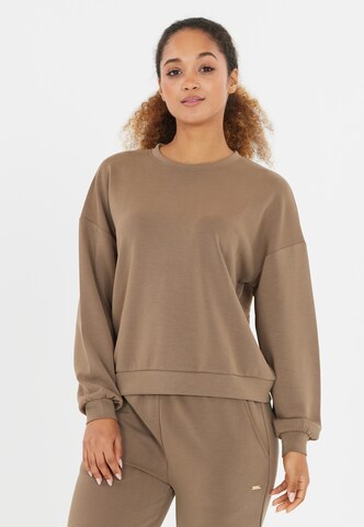 Athlecia Sportief sweatshirt 'Jillnana' in Bruin: voorkant