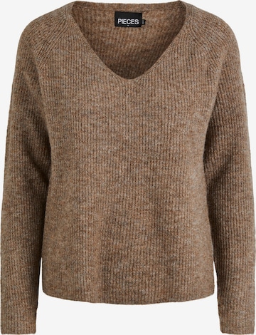 PIECES - Pullover 'Ellen' em castanho: frente