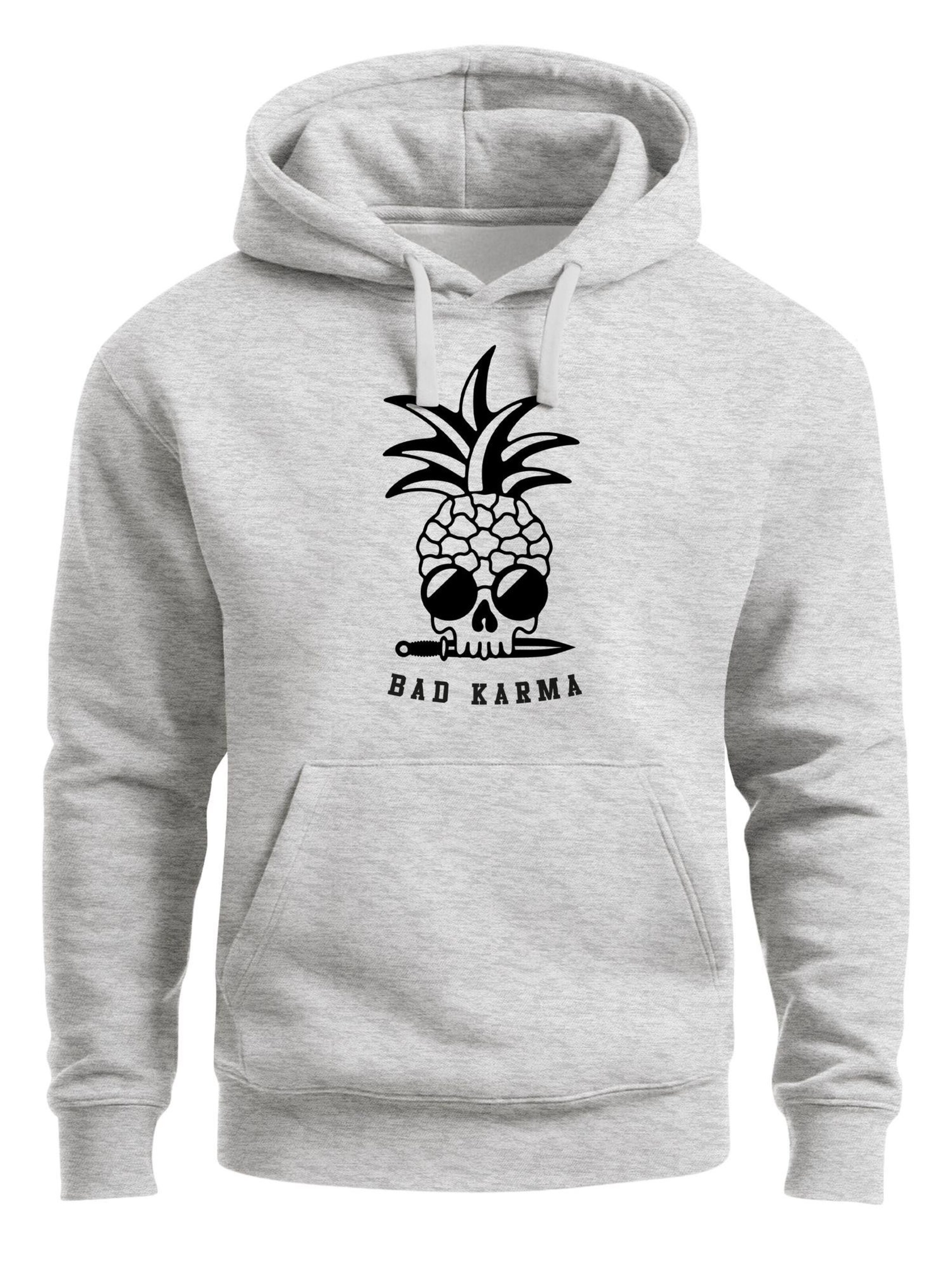 Neverless Sweatshirt 'Bad Karma Skull'‌‌‌‌‌ in Grau: Vorderseite