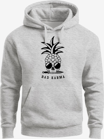 Neverless Sweatshirt 'Bad Karma Skull' in Grau: Vorderseite