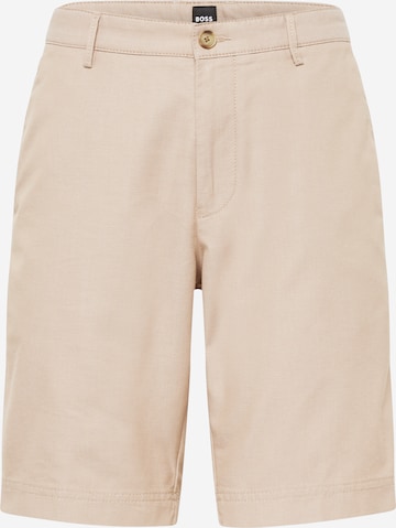 BOSS Black Chino Pants in Beige: front