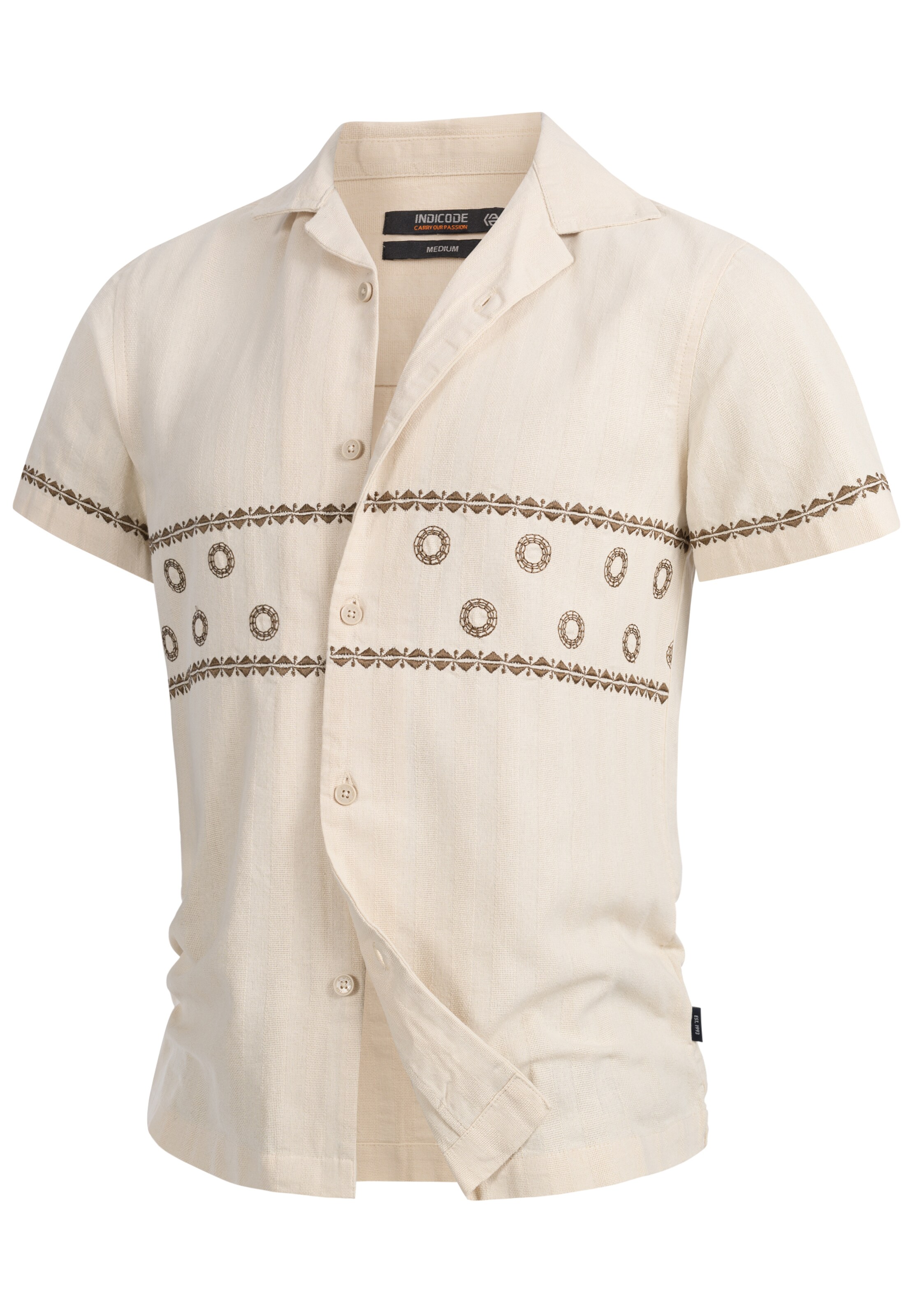INDICODE JEANS Button Up Shirt 'Cotta' in Beige: front