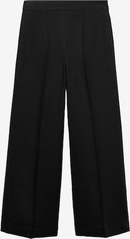 MANGOWide Leg/ Široke nogavice Hlače na crtu 'Limona' - crna boja: prednji dio