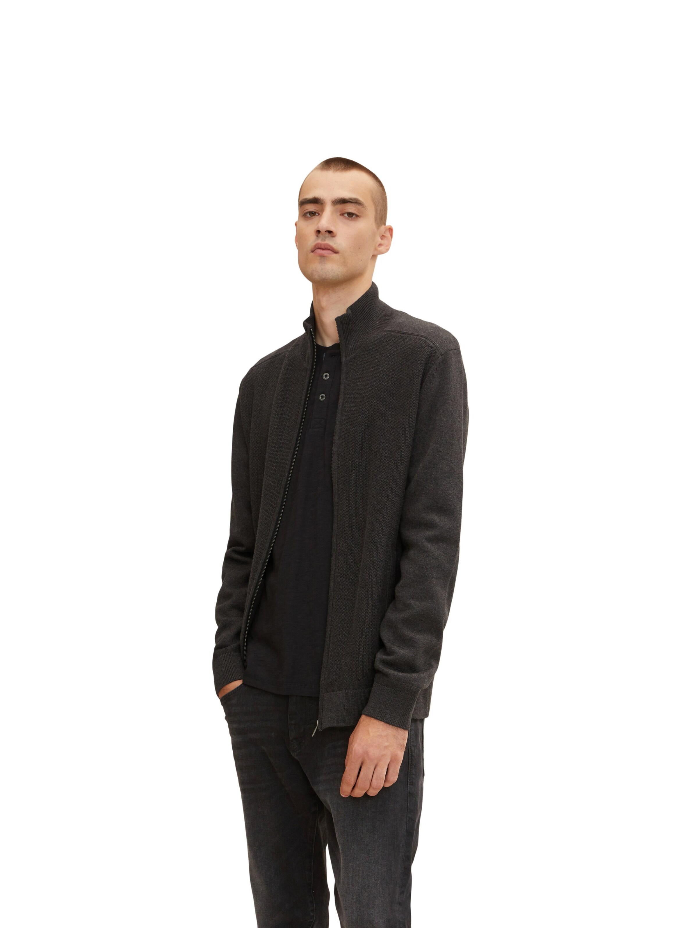 TOM TAILOR Knit cardigan in Grey