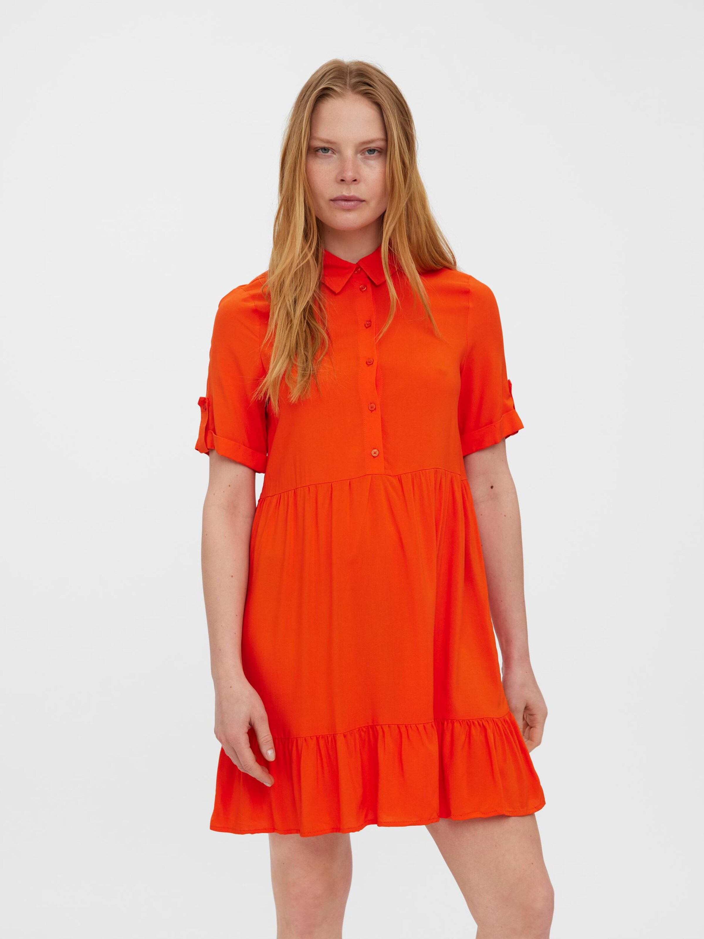 Frauen Kleider VERO MODA Kleid 'Tipi' in Neonorange - DL05160