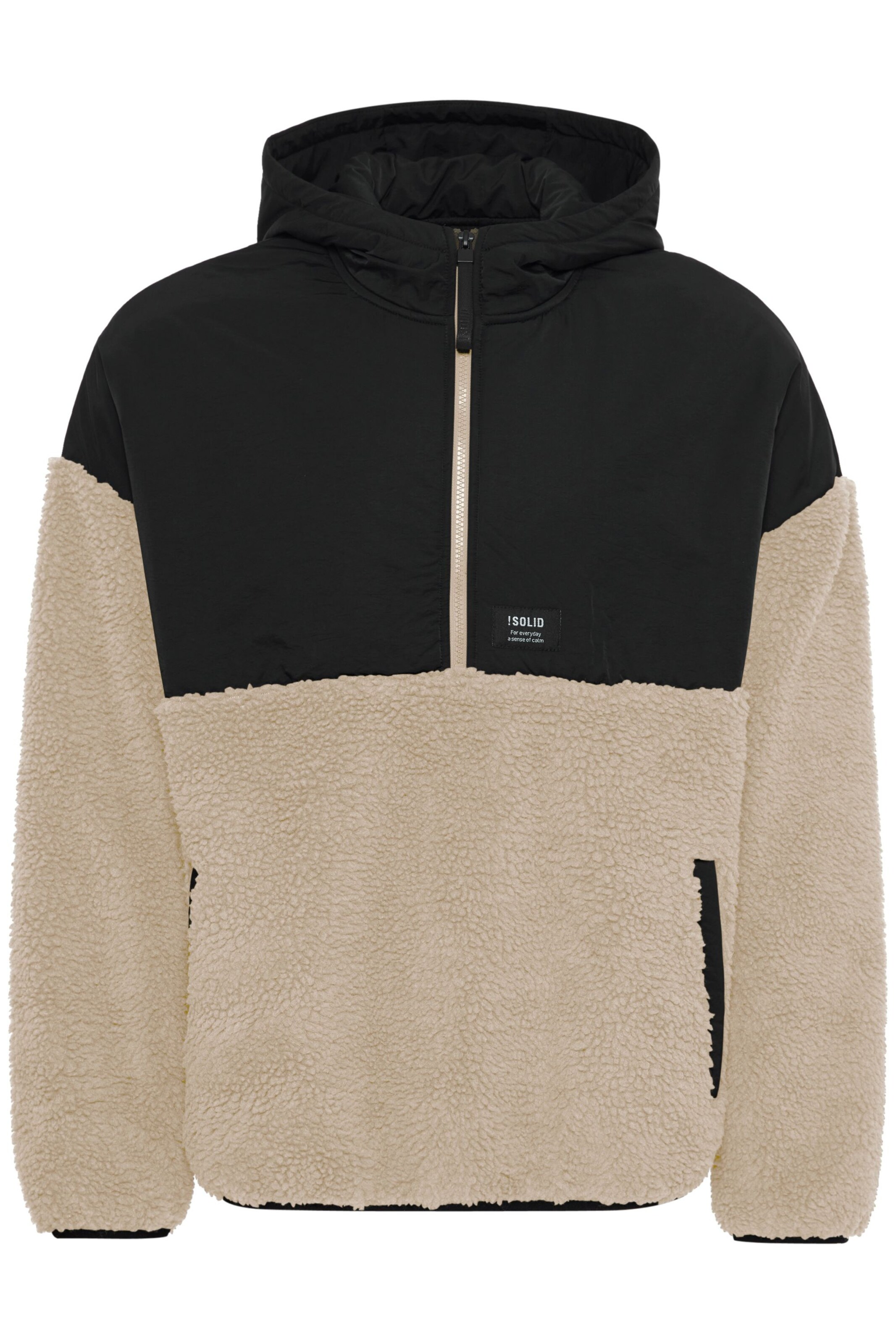 !Solid Fleece jas 'Marco' in Beige: voorkant