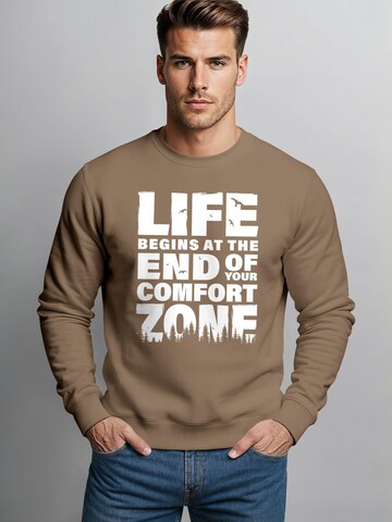 Neverless Sweatshirt 'life begins' in Brown: front