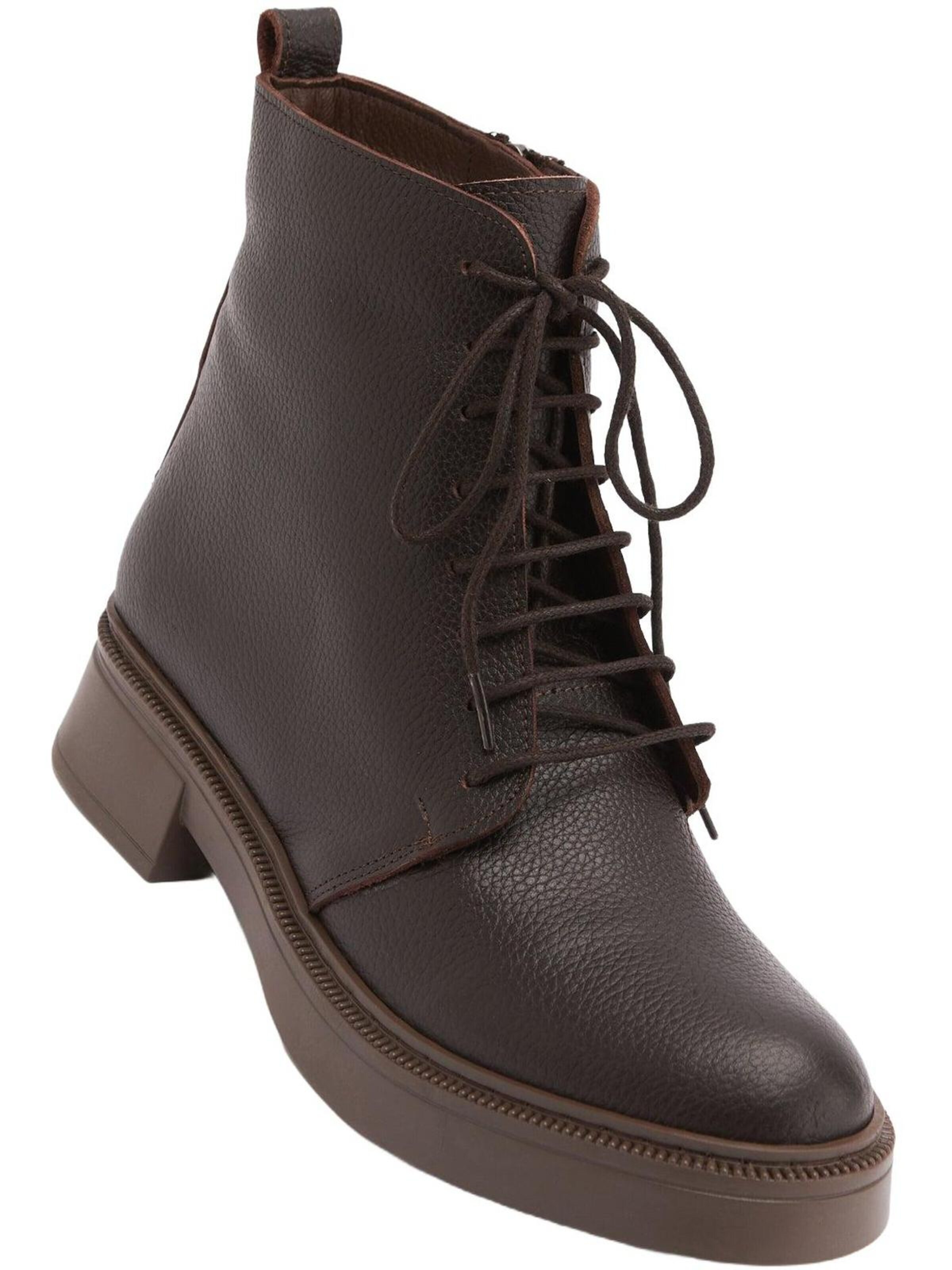 Limoya Boots 'Limoya Karol Damen-Schnürstiefel aus echtem Leder' in Brown: front