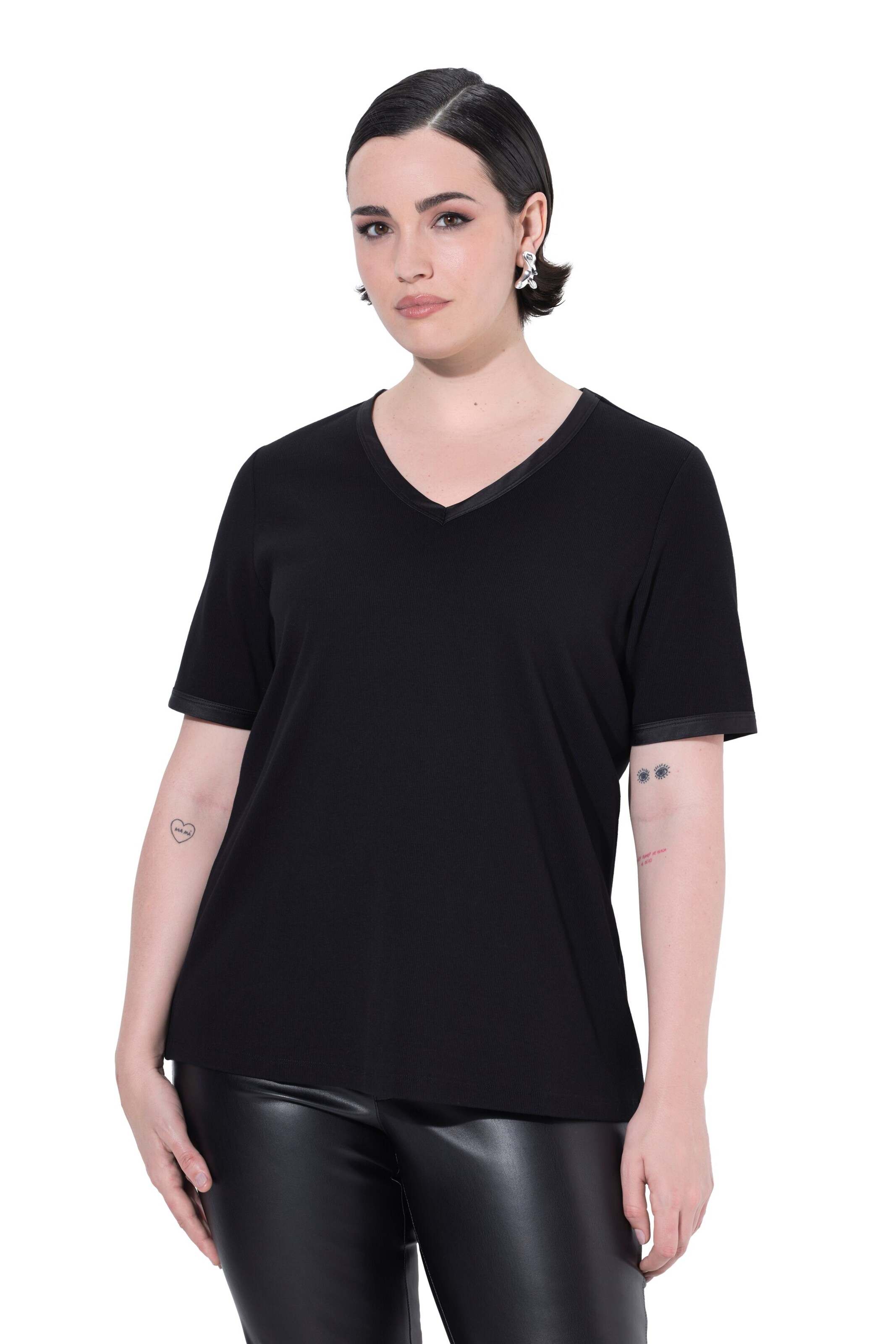 Ulla Popken Shirt in Zwart: voorkant