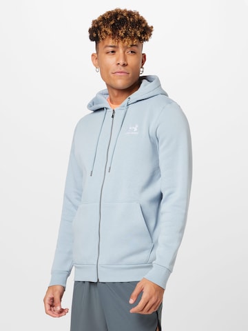 UNDER ARMOUR Sports sweat jacket 'Essential' in Blue: front