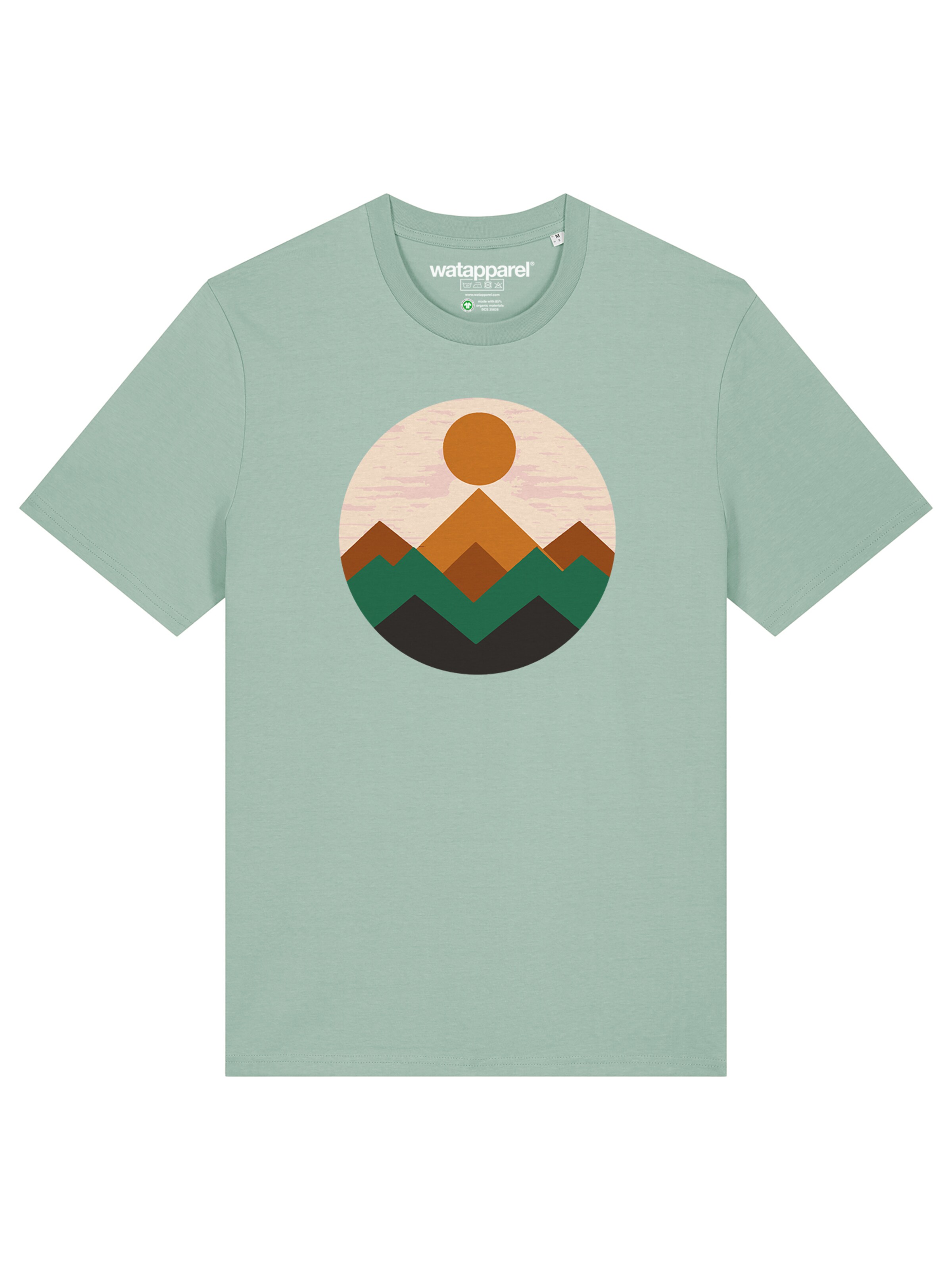 Watapparel Shirt 'Geometric Landscape 2' in Grün: Vorderseite
